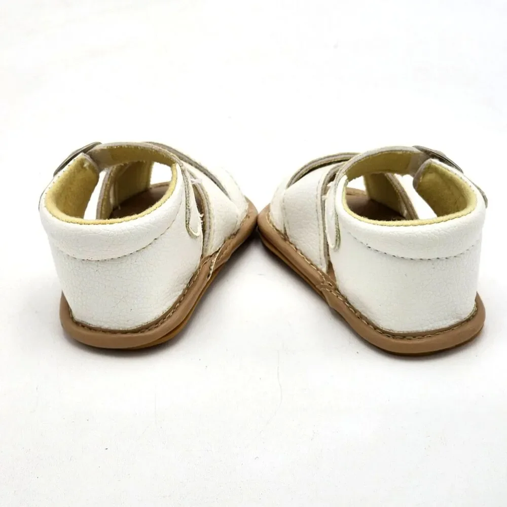 Baby Shoes Criss Cross Faux Leather Buckle Sandals White Infant Size 0-6 Months